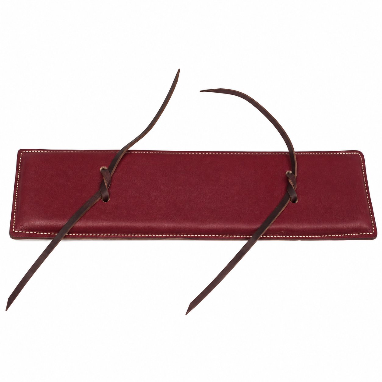 Saddle Barn leather bull rope pad with foam filling and two leather ties, 15 × 4 inches
