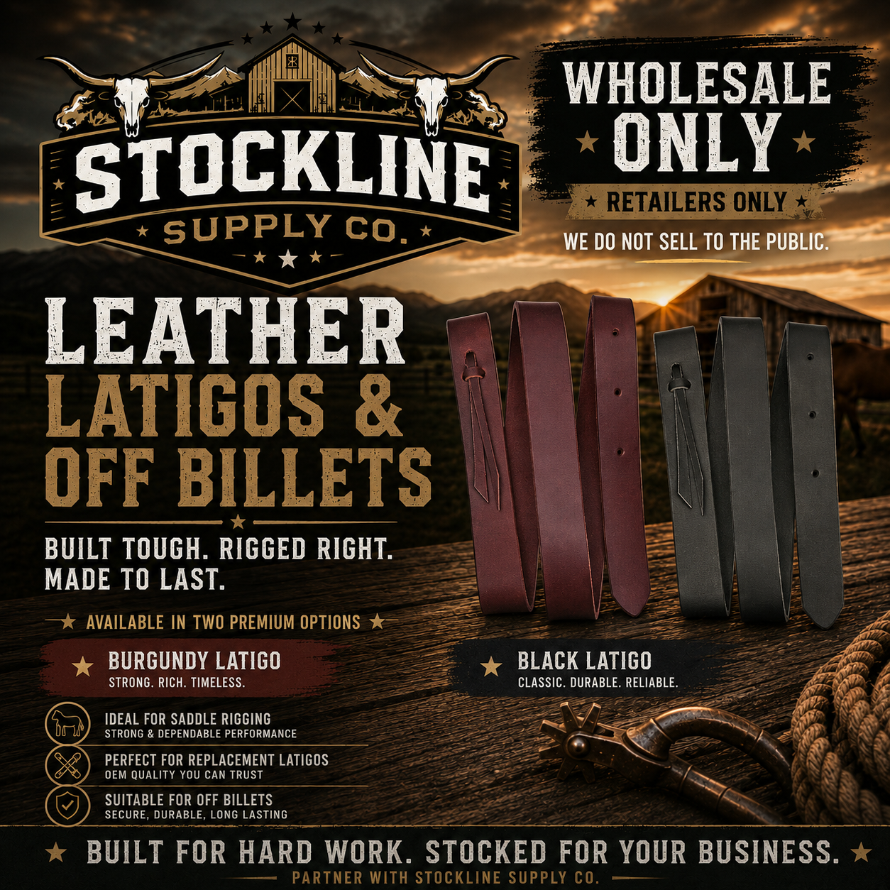 1.5" Leather Latigo Strap 6.5 ft | Western Saddle Latigo