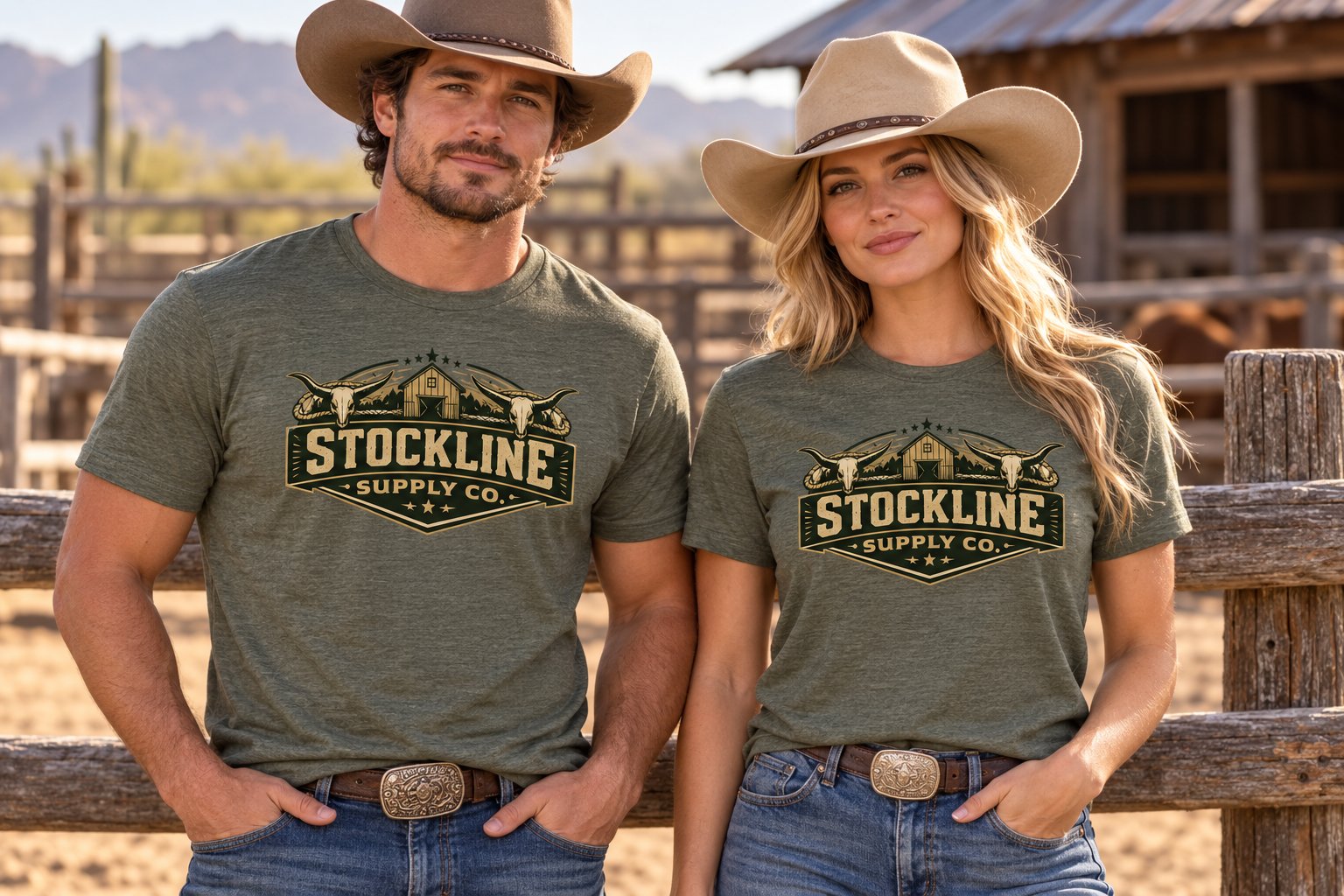Stockline Supply Co. Western Logo Tee – Military Green
