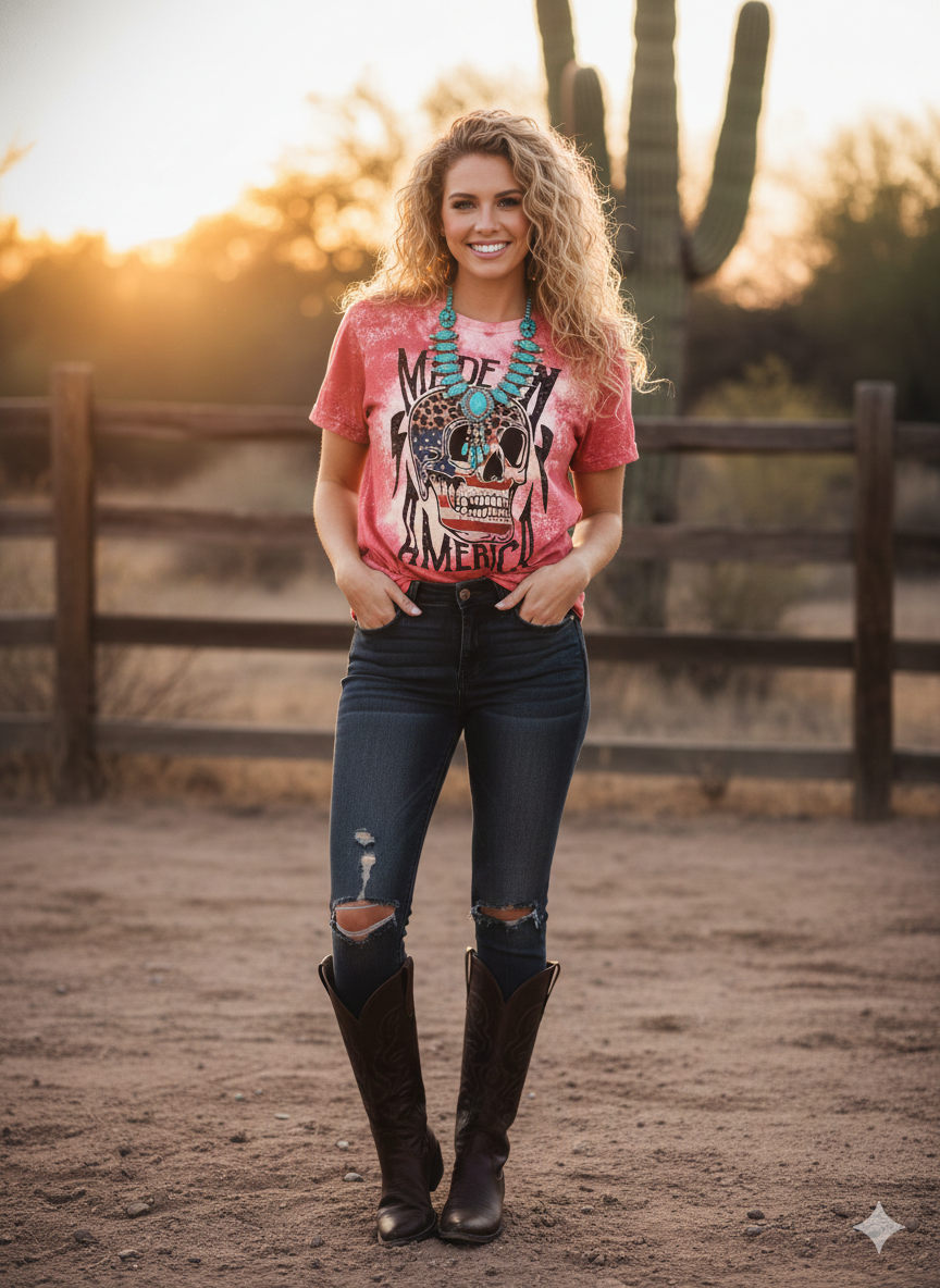 Made in America Bleached Graphic Tee – Western Shirt | Stockline Supply Co