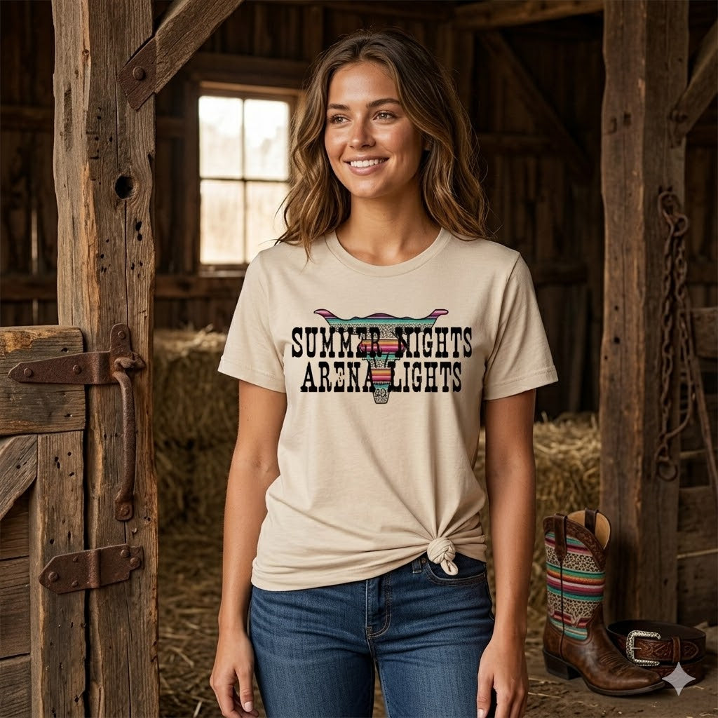 Summer Nights Arena Lights Graphic Tee – Western Shirt | Stockline Supply Co
