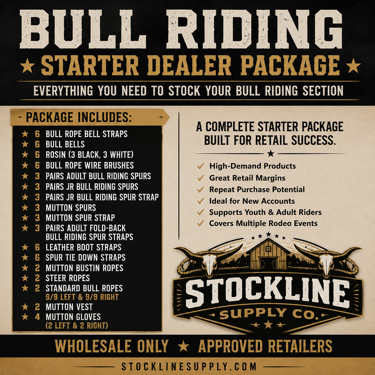 Stockline Supply Co. Bull Riding Starter Dealer Package